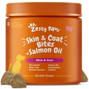 Zesty Paws Salmon olio per cani pelle e cappotto, Omega 3 Fish Oil Chews, Dog Allergy Relief Chews, Itch Relief Supplement, 90 Conte, Salmon Flavor