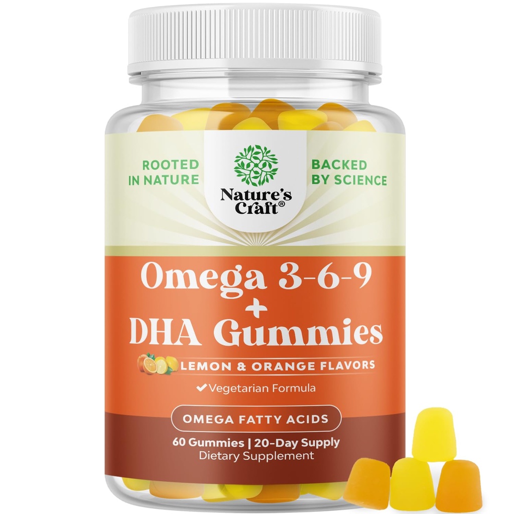 Vegetariano Omega 3 Gummies per gli adulti - Vegetariano Omega 3 6 9 Gummies DHA per il cervello Bone e la salute del cuore e il supporto congiunto - Burpless Halal Fish Free Plant Based Supplement Men Women