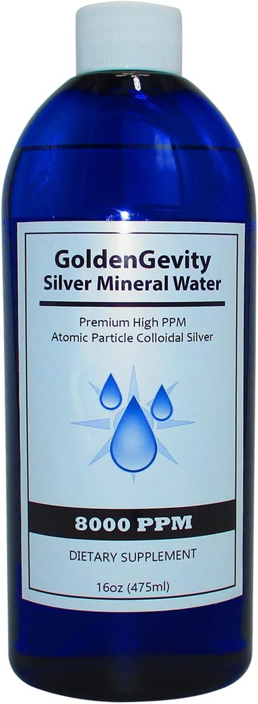 8000 PPM Bioactive Atomic Colloidal Silver, 16 oz | Non tossico, Non OGM Trace Mineral Immune Support Supplemento