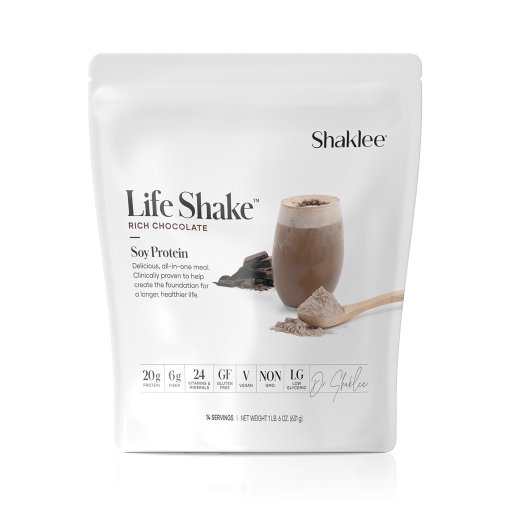 Shaklee Life ShakeTM Soy Protein Rich Chocolate - Sostituzione integrale con 20g Protein, 6g Fibra, 24 Vitamine & Minerali - Non OGM - 14 Serve