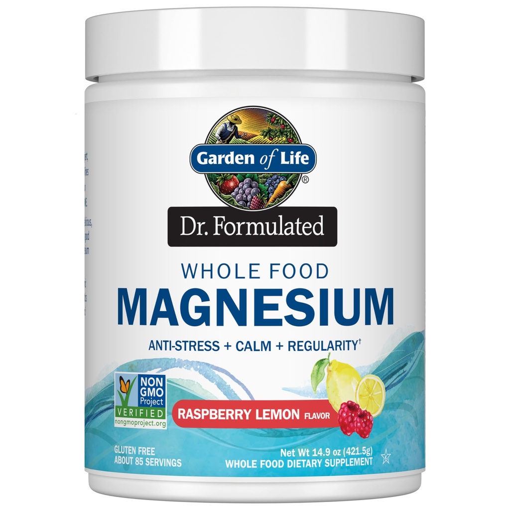 Giardino di vita intero Cibo Magnesio Polvere, 421,5g - limone di lampone, vegano, Gluten & Sugar Free