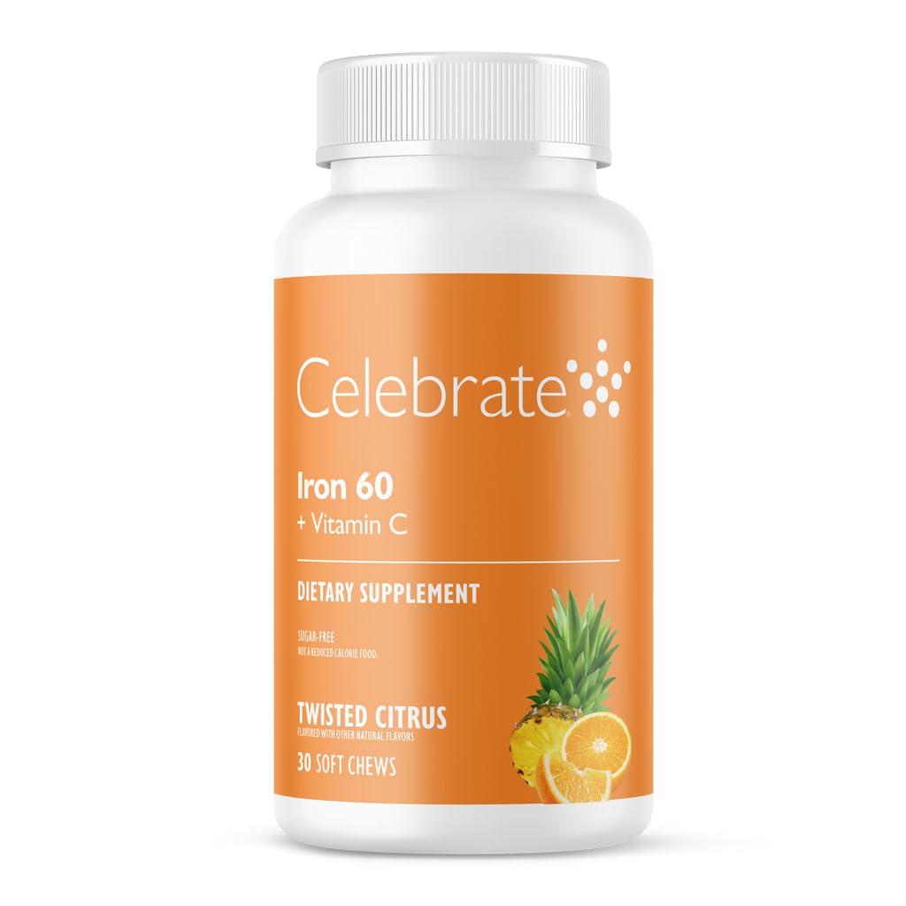 Celebrare Vitamine Ferro Integratore con 60 mg Ferro e Vitamina C – Citrus Chewables per Pazienti Bariatrici, Gastric Bypass & Manica Gastrectomy Supporto 30 compresse per Post-Surgery