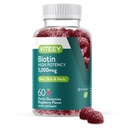 Viteey Biotin Gummies per la pelle e le unghie dei capelli - Biotina per la crescita dei capelli Gummies - 5000 mcg - Vegan, senza glutine, non OGM – 60 Conte
