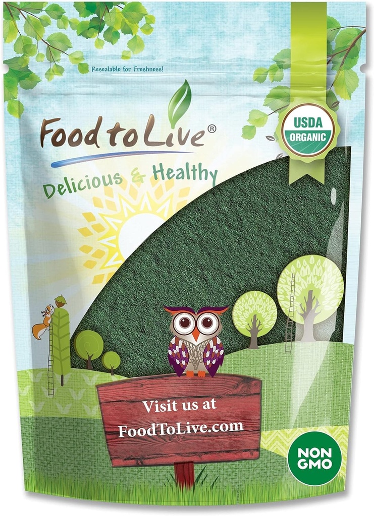 Cibo per vivere clorella Organica Polvere, 4 once — Non OGM, Kosher, Raw Green Algae, Vegan Superfood, Bulk, Pure Vegan Green Protein, Ricco di vitamine e minerali, Grande per bevande, Parete cellulare rotto