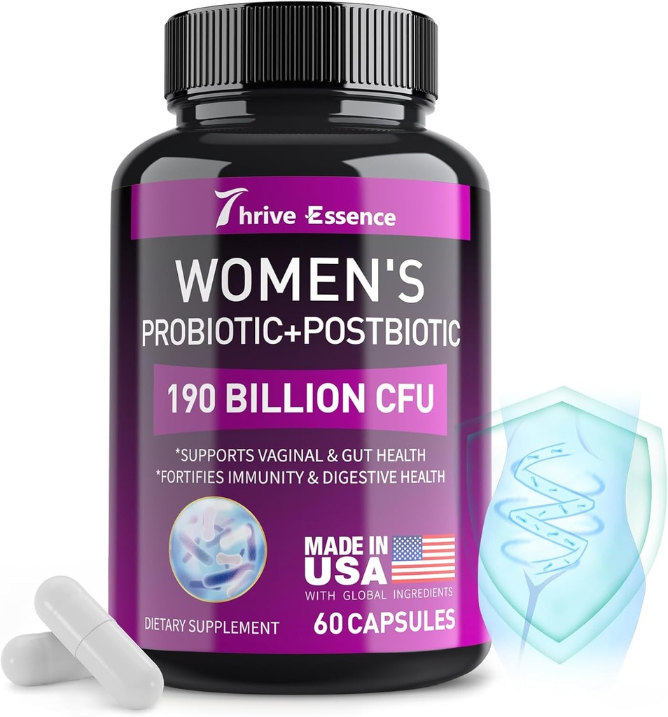 Probiotici per le donne 190 miliardi di CFU - 10 Strains & Postbiotics per Wowen- Immune, Digestivo, Gut, Vaginal & Urinary Health, PH Balance- Supporti costipazione occasionale, Gas & Bloating, 60 Capsule
