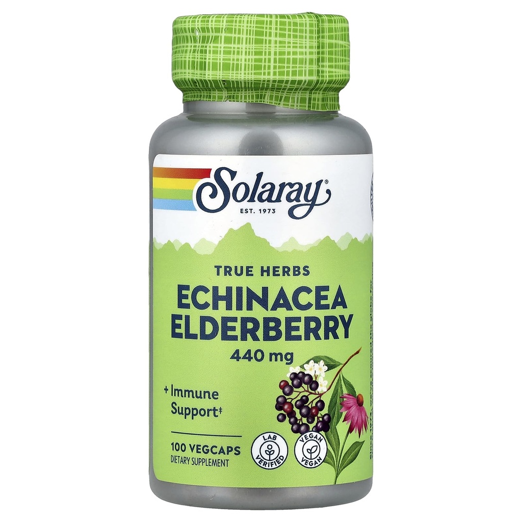 SOLARAY Echinacea and Elderberry Capsule, 440 mg | 100 Count