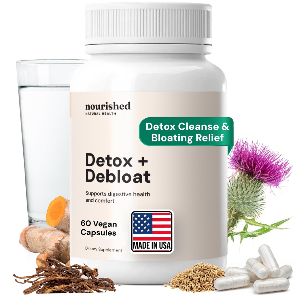 Detosse naturale nutriente + Debloat - Latte Thistle & Dandelion Root Vegan Supplemento per le donne - Bloating Relief & Digestion Support - 60 capsule