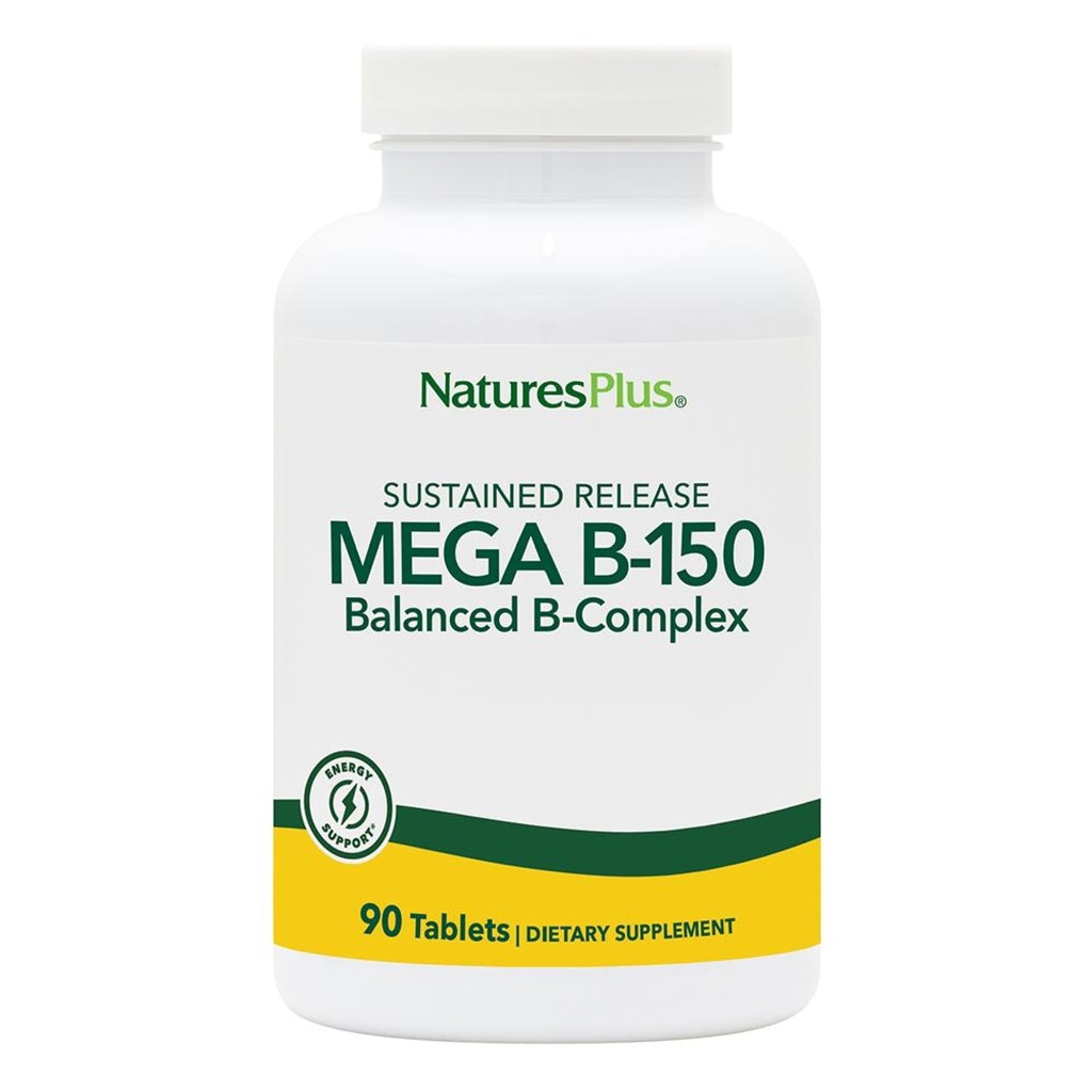 Natures Plus Mega B-150 Complex - 90 Compresse vegetariane a rilascio prolungato - Massima potenza B supplemento di vitamina complesso -Gluten Free - 90 Serve
