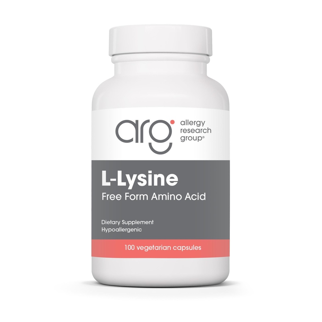 Gruppo di Ricerca Allergia L-Lysine - Supporto Immune, L-Lysine HCI, Aminoacido Free Form, Supplemento 500mg, Pure, Organic, Capsule Vegetariani - 100 Count