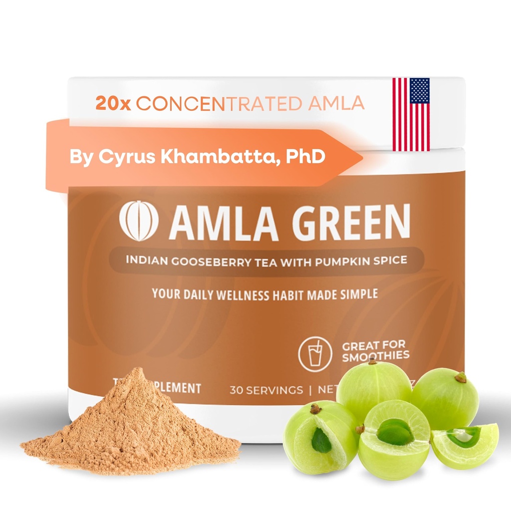 Amla Polvere Superfood Supplemento con zucca Spice, 20x Ultra Concentrated Amla, Realizzato con cannella, zenzero, noce moscata, chiodi di garofano, peperoni, cardamomo, uva spina indiana, zucca spezie, 30 Servings
