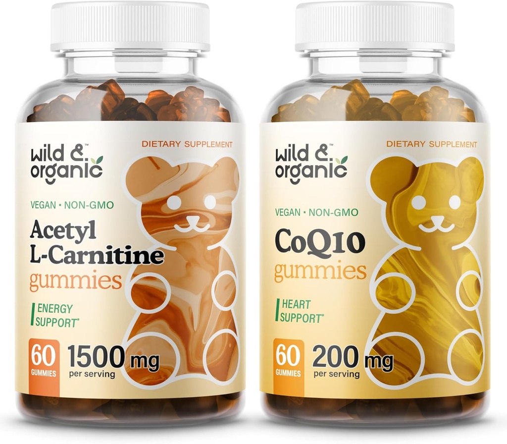 Wild & Organic L-Carnitine Gummies & CoQ10 Gummies 60 Conte