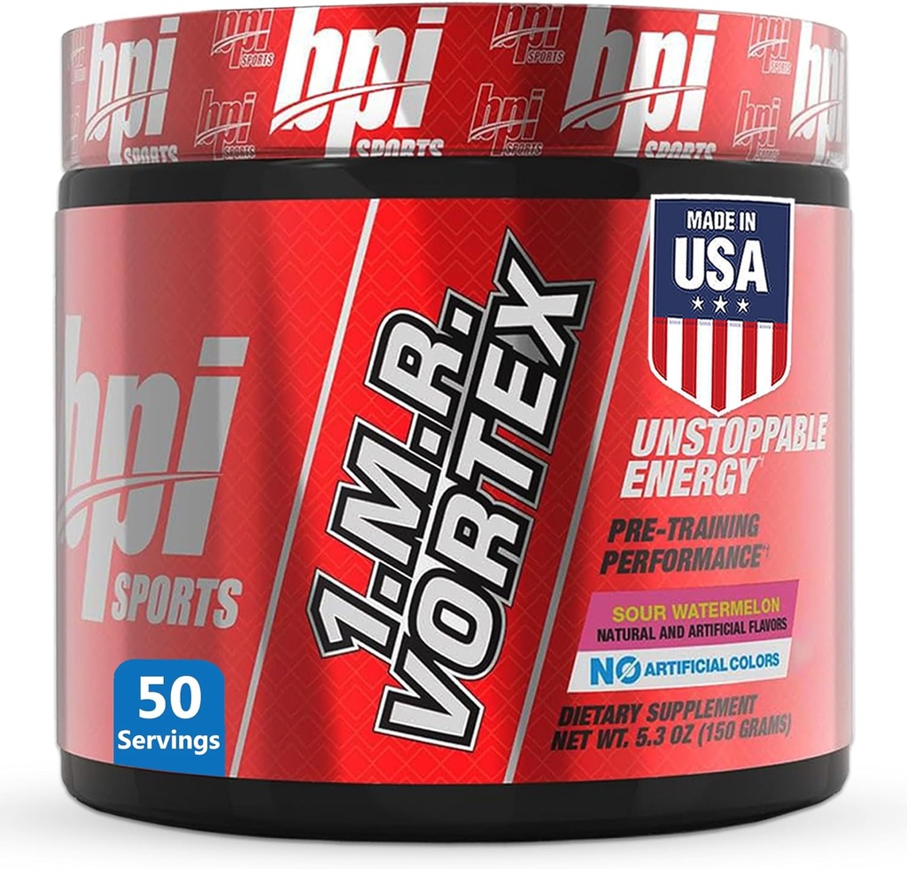 BPI Sports 1.M.R Vortex Pre Workout Polvere – Alta pre-allenamento per uomini e donne con glicerolo, caffeina, niacina e erbe estratti – Energia, Focus & Endurance – Anguria acida – 50 Serve