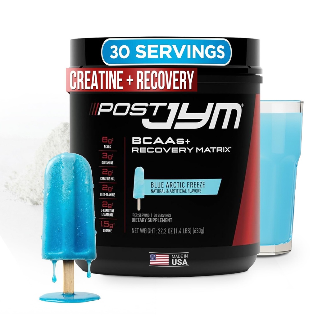 JYM Supplement Science Post JYM Active Matrix Blue Artic Freeze Amino Recovery Powder Pure Creatine HCL, BCAA, Glutamina, Carnitina, Betaina, Taurina per resistenza, riparazione, prestazioni 30 Serve