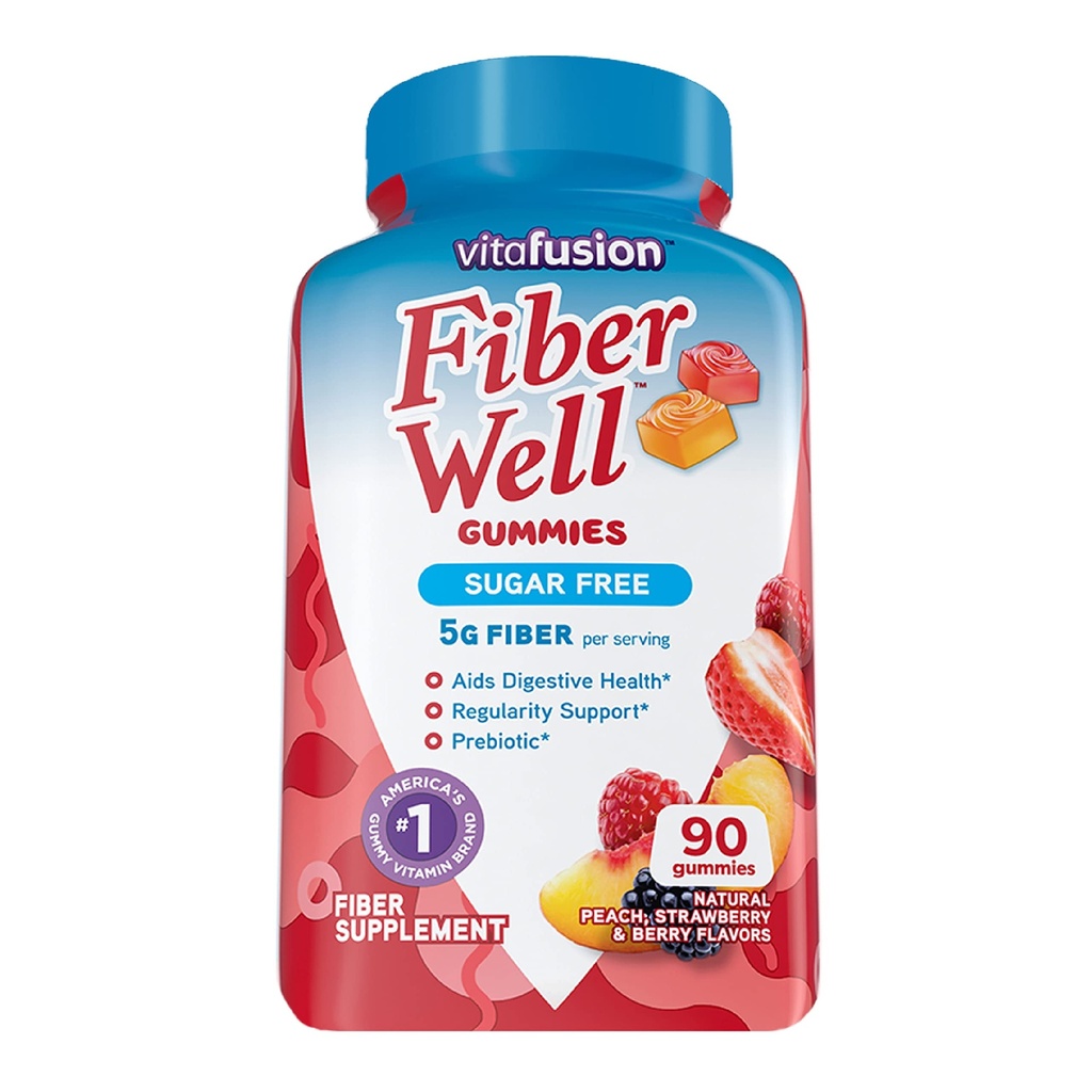 Vitafusione Fibra Bene Zucchero Free Fiber Supplemento, 90 Conte B12 Vitamine gommose, 60 Conte