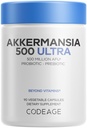 Codeage Akkermansia Muciniphila Probiotic Ultra - High-Potency 500M AFUs Akkermansia Probiotic Supplement - Enhanced Daily Probiotic & Prebiotic, Chicory Inulin - 3-Month Supply - 90 Capsule