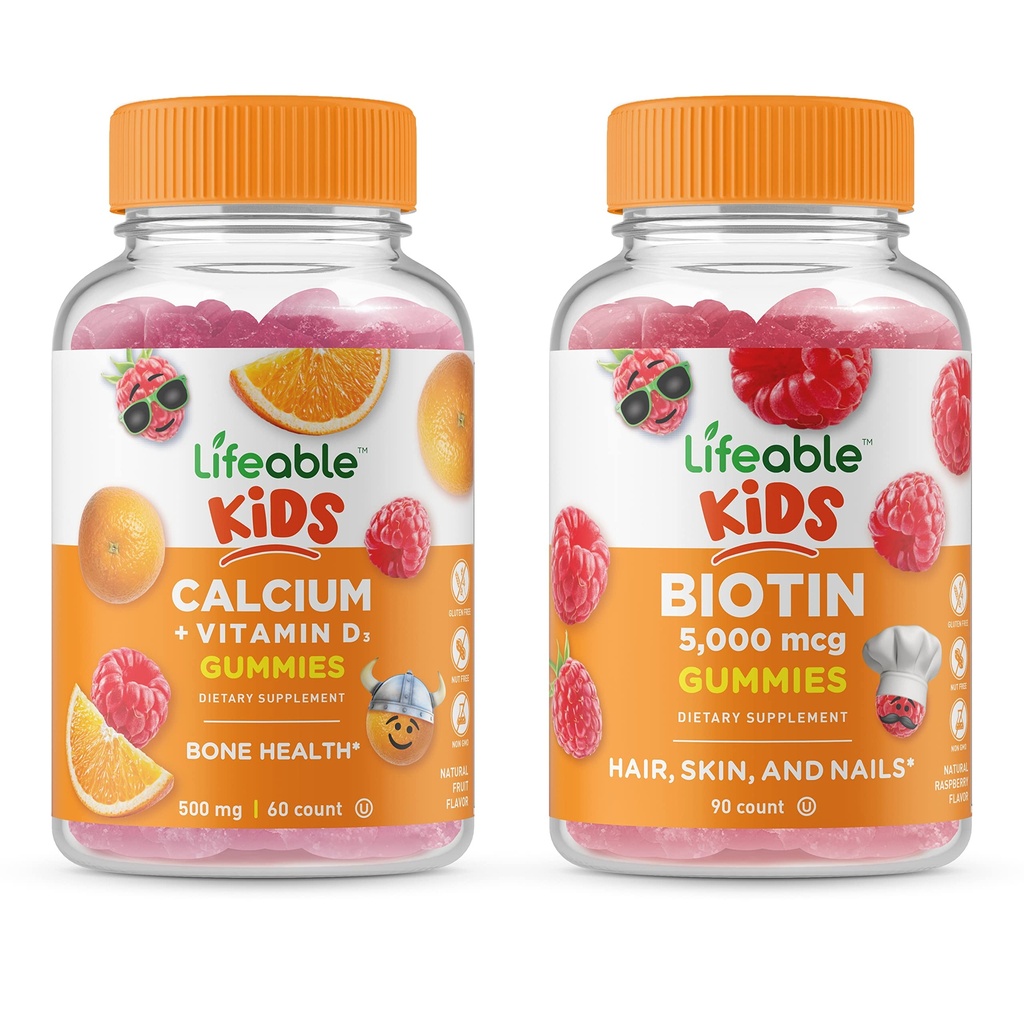 Bikini Lifeable + Calcio con Vitamina D Bambini, Gummies Bundle - Grande Assaggio, Integratore di vitamina, Senza glutine, OGM Libero, Gomma Chewable