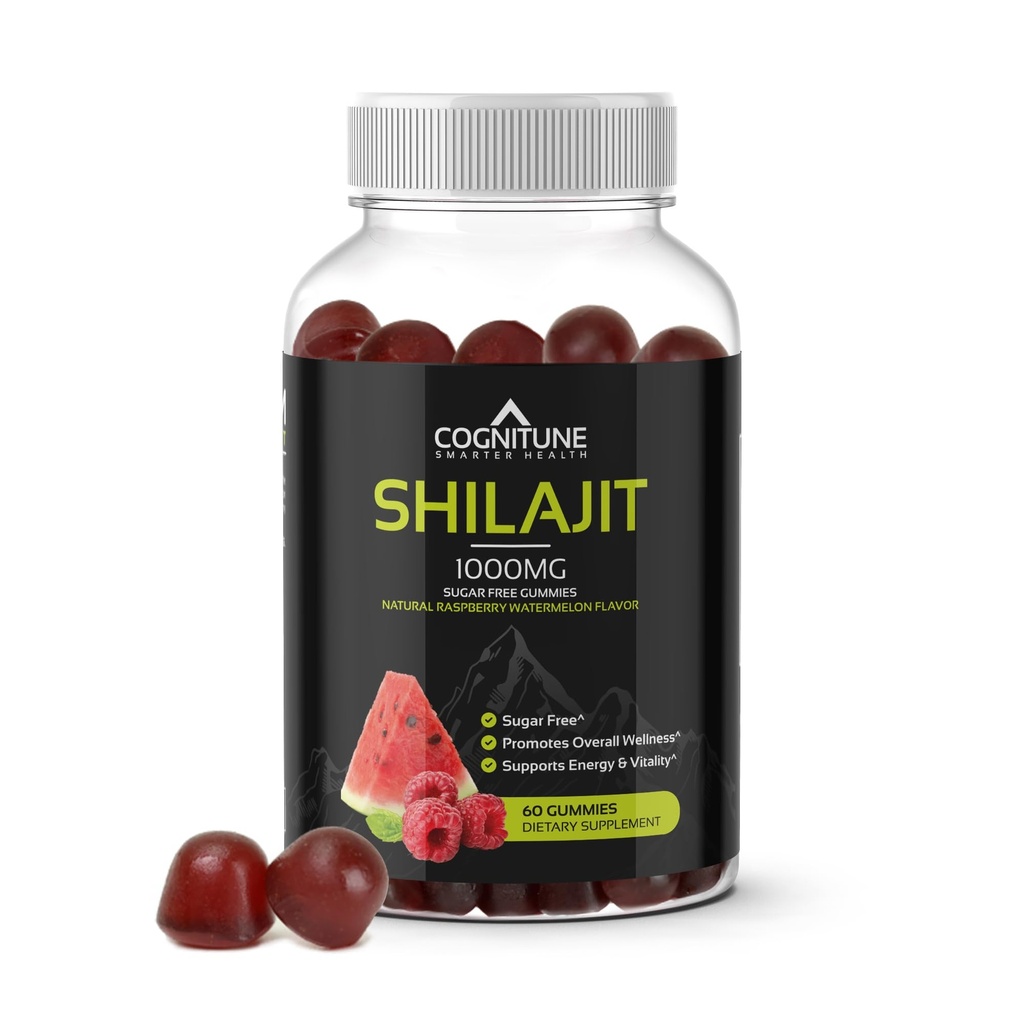 Shilajit Gummies – Pure Himalayan Shilajit Supplemento con Acido Fulvico – 1000mg Natural Shilajit Pure Energy Support – Sapore senza zucchero di anguria lampone – Vegan, Non OGM, Gluten-Free – 60 Count