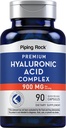 Piping Rock Hyaluronic Acid Capsule | 900mg | 90 pillole | Supplemento con MSM e Collagen | Premium Complex per donne e uomini | Non OGM, Gluten Free