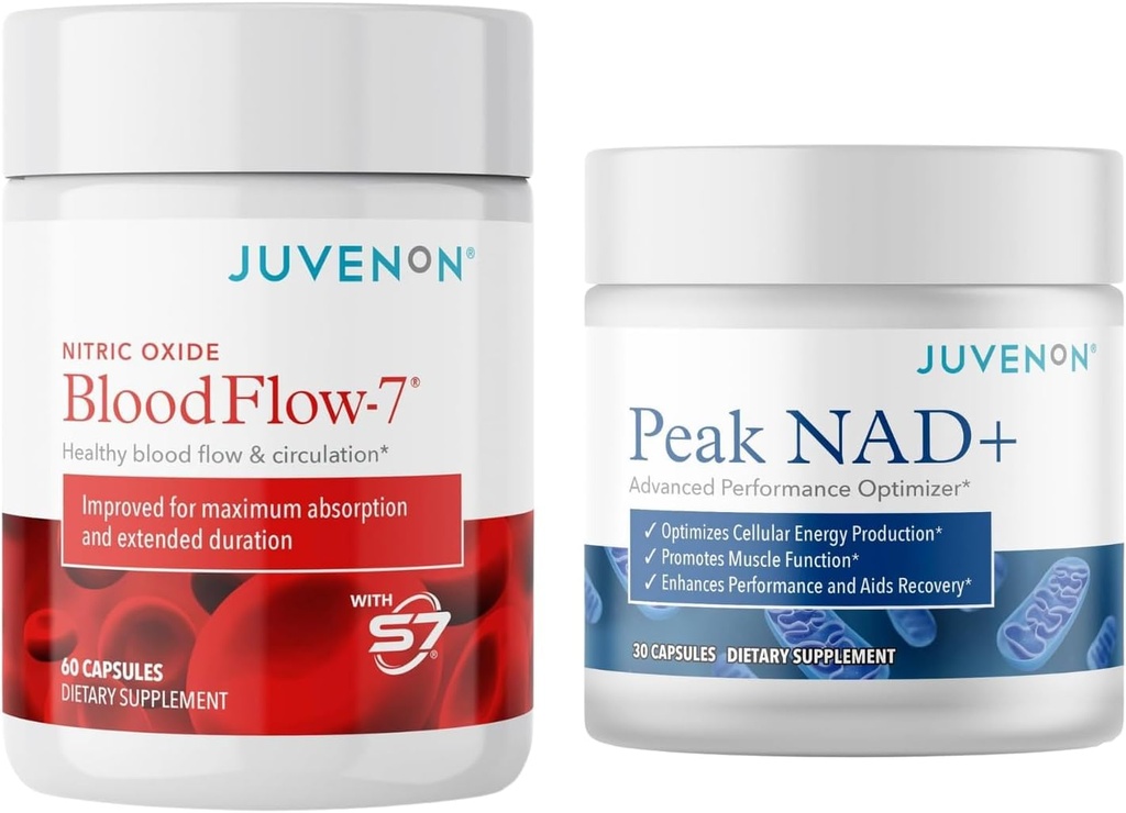 Juvenon BloodFlow-7 Nitric Oxide Supplemento con Nitrosigine + Peak NAD+
