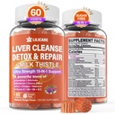 1Pack Milk Thistle fegato Detox Gummies, 18-in-1 Liver Cleanse Detox & Repair Supplemento con Berberine, Chicory Root, Turmeric, Artichoke, Dandelion Root, Chanca Piedra, Vitamine B6 B12 - Sugar Free