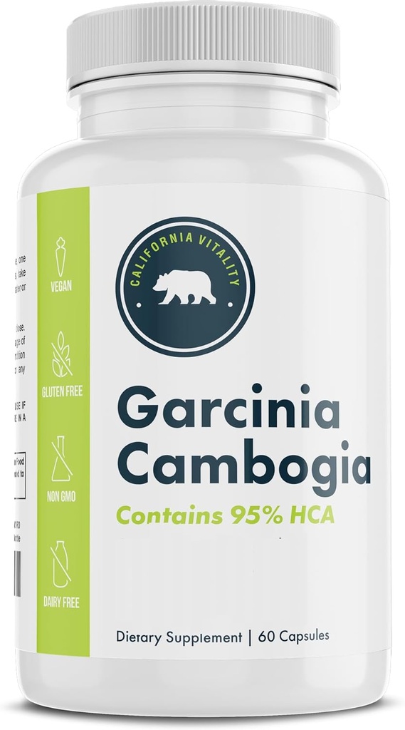 Garcinia Cambogia, 95% HCA 60 capsule, con cromo - fatto negli Stati Uniti, Vegan, non OGM, senza glutine, e senza latticini