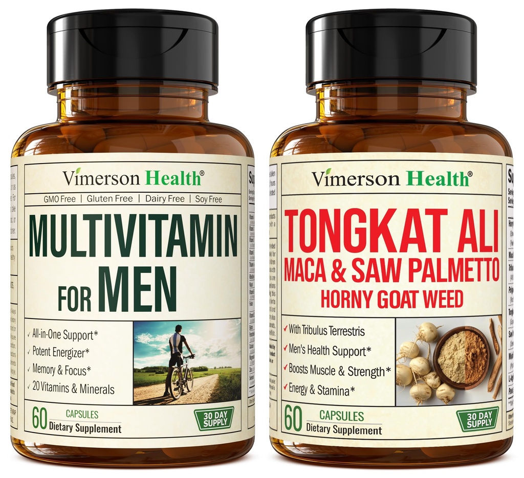 Vimerson salute Multivitamin per gli uomini & Tongkat Ali per gli uomini con l'erba arrapata, polvere di radice di Maca, Tribulus Terrestris, estratto di Palmetto