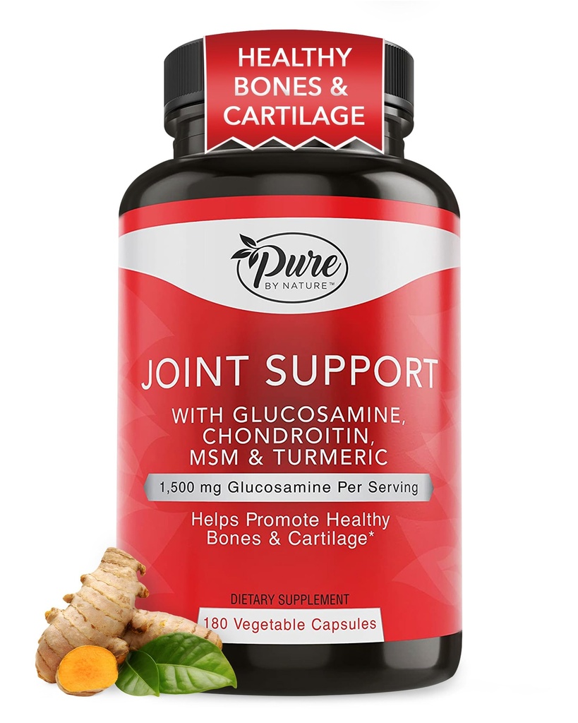 Pure By Nature Joint Support, Glucosamina con Chondroitin Turmeric MSM Boswellia Supplemento, 180 capsule