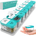 Extra Large Weekly Pill Organizer - XL Vitamin Holder con 7 scomparti staccabili AM PM - Dispenser di medicina portatile per la casa e il viaggio, Big Supplement Container per uso settimanale o quotidiano, menta