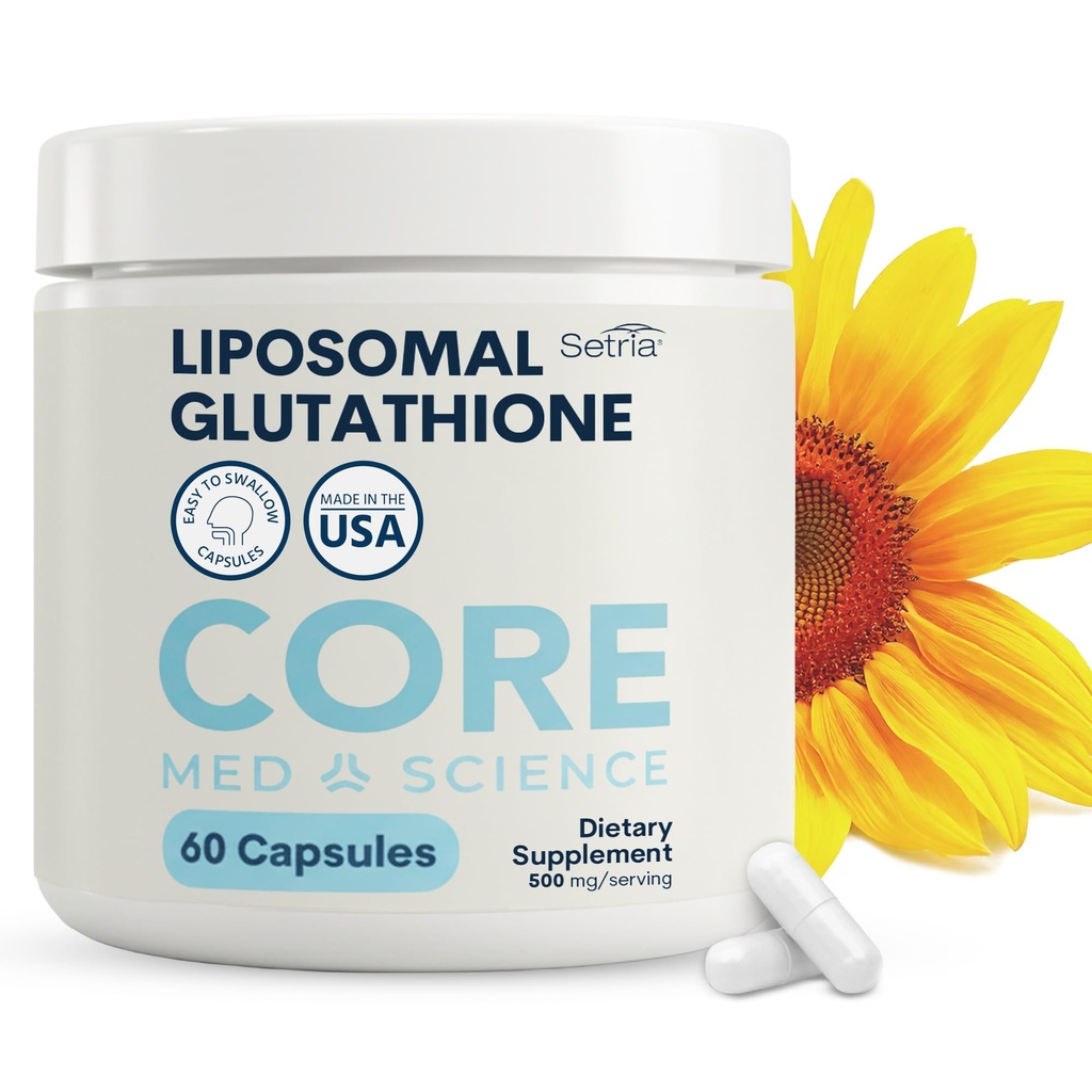 Nucleo Med Scienza Liposomal Glutathione Supplemento (500mg, 60 capsule) - Pure Ridotto Setria con Phospholipid Complex - Supplemento antiossidante per l'energia, la salute del cervello, la salute della pelle e del fegato