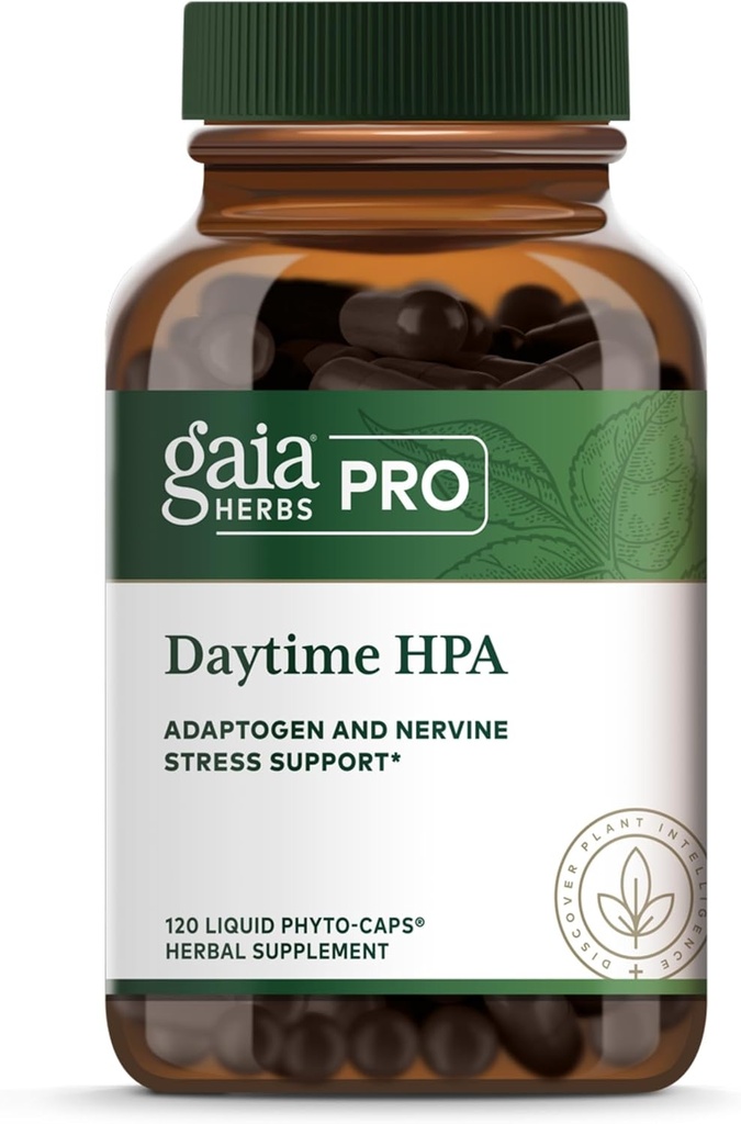 GAIA HERBS PRO Daytime HPA - Supplemento di supporto adaptogen - Integratore di supporto per il sistema nervoso con olio d'oliva e Rhodiola* - Vegan, senza glutine, senza soia - 120 Phyto-Caps liquido (60 Servings)