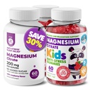 Bambini Magnesio 120 conteggio e Magnesio 60 conteggio Gummies Zucchero-Free - Calma Magnesio Gummies Supplemento per bambini, Zucchero-Free Magnesio Calmoni per bambini e adulti