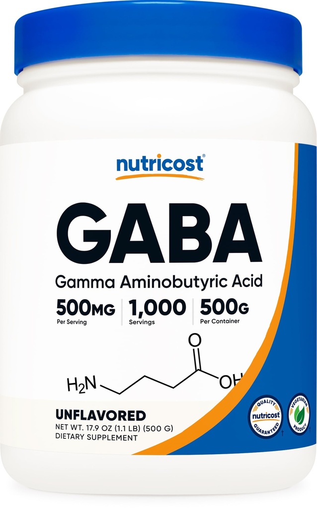 Polvere GABA 500G pura di Nutricost (acido aminobutirrico di Gamma) (500 Grammi/1.1 libbre)