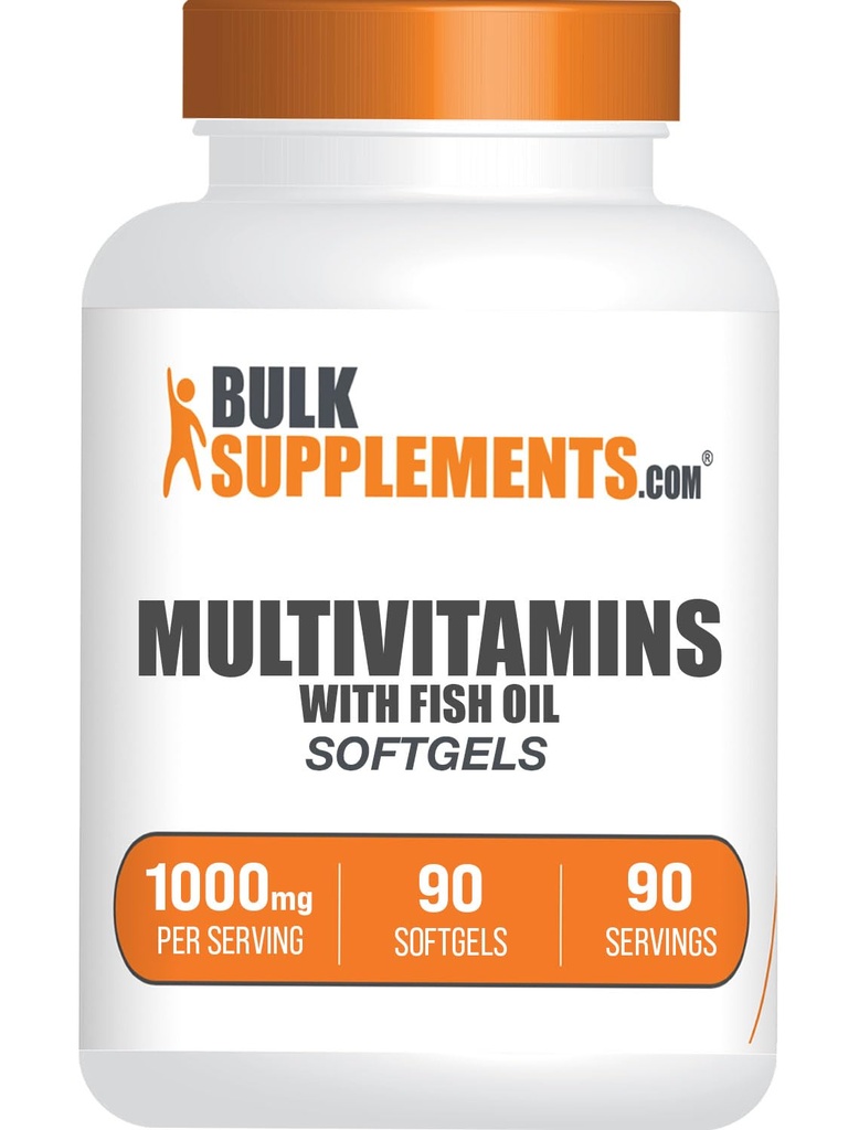 BulkSupplements.com Multivitamin Softgels - Daily Multivitamin, Multimineral Supplement, per Adulti con Fish Oil - Gluten Free, 1 Softgel per Serving, 90 Count (Pack of 1)
