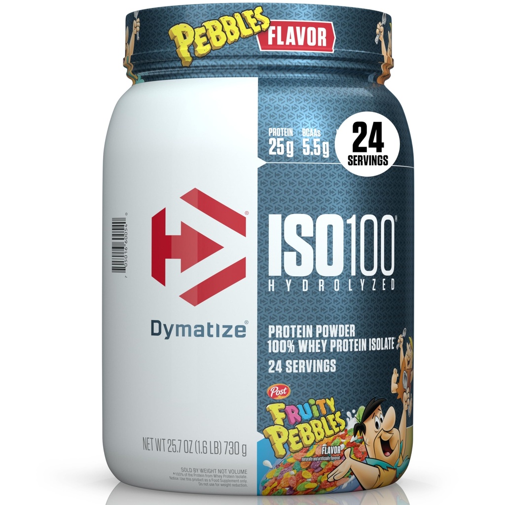 Dymatize x Ciottoli Fruttati ISO100 Whey Protein Powder Isolate, 25g di Proteine, 20 Serve, 5.5g BCAAs, 120 Cal., Gluten Free, 1g Fat, 1g Sugar, 2g Carb (24 Servings)
