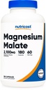 Nutricost Magnesio Malato 2,100mg, 180 Capsule - Vegetariano, Non OGM, Gluten Free