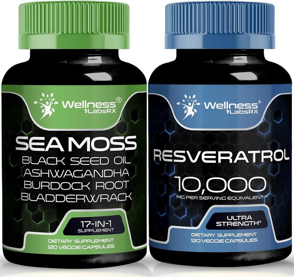 BENESSERE LABSRX capsule di resveratrolo con capsule di moss di mare
