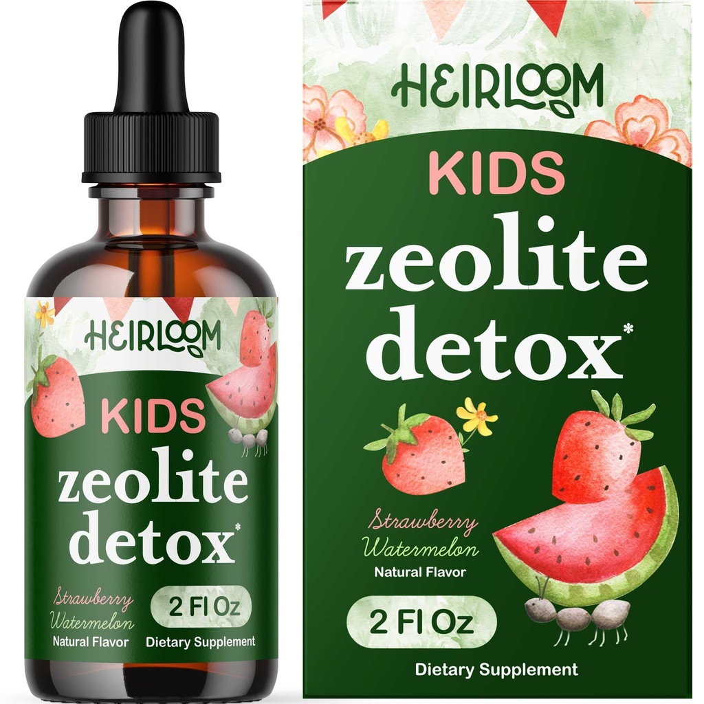 Zeolite Detox per bambini Gocce Liquide - Gentle Daily Cleanse & Speech Support con B12 etilato & Vitamina D - Bambini Clinoptilolite Zeolite Gocce Detox Cleanse Supplement 2oz