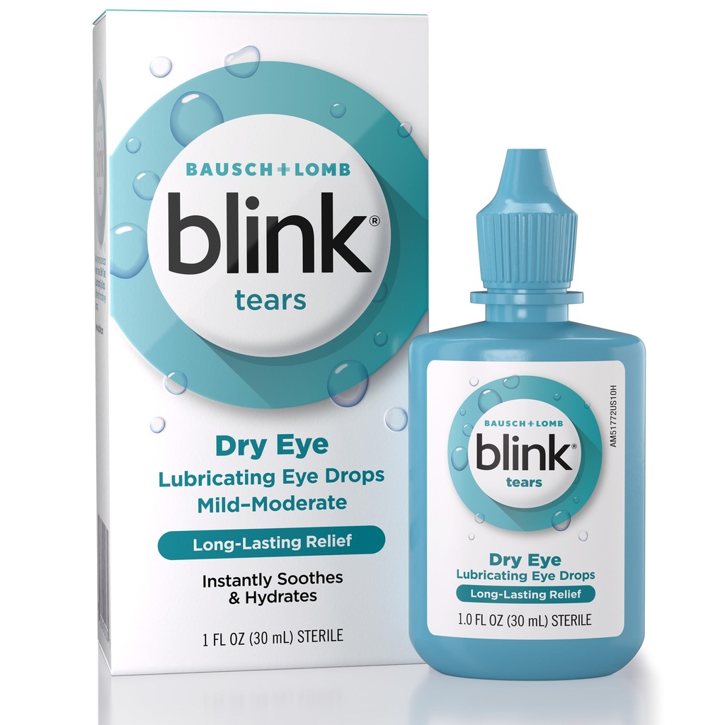 BLINK Tears Lubrificante Collirio Gocce, idratante e lenitivo per gli occhi asciutti da lievi a moderati, con Hyaluronate, Riduce Discomfort, Long-Lasting Hydration, Soothes & Moisturizes, 1 Fl Oz