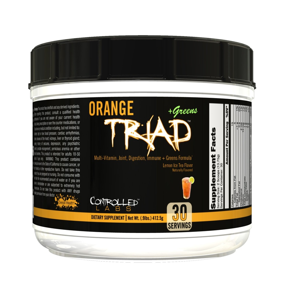 CONTROLLED LABS Orange Triad Plus Greens for Men and Women, 30 Serve Ferro da stiro Free Sports Supplemento per la salute generale, Multivitamin, Digestione, Sistema immunitario e Salute comune