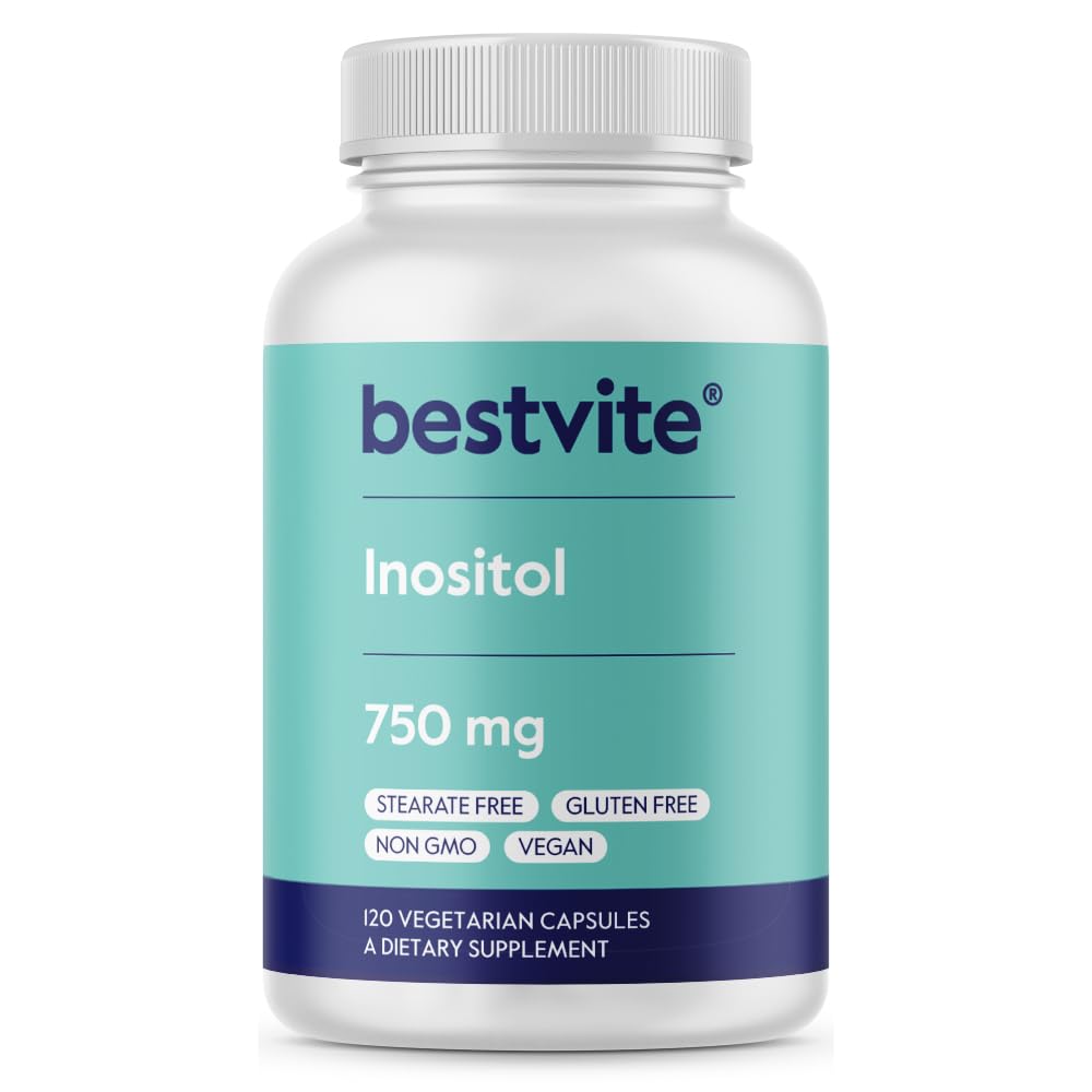BESTVITE Inositol 750 mg come Myo Inositol (120 capsule vegetariane) - No Stearates - Vegan - Non OGM - Gluten Free