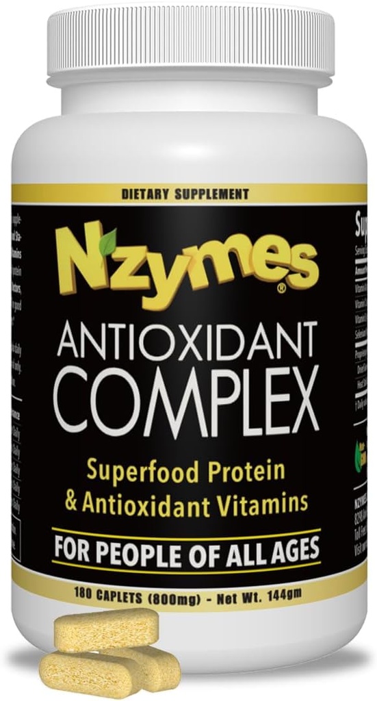 Complesso antiossidante Nzymes® per le persone. Potente integratore antiossidante, vitamina C, vitamina E, vitamina A, selenio, enzimi diffusi dal vivo. 180 Conte - Made in Italy