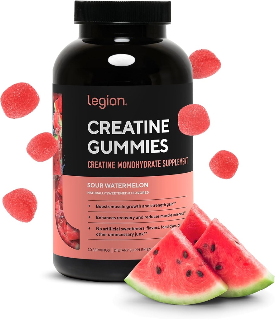 LEGION Creatina Monoidrato Gummies – Pulire Chewable Creatine Supplemento per resistenza, Endurance & Muscle Recovery – 30 Sour Watermelon Flavor Servings – Nessun aroma artificiale o dolcificanti