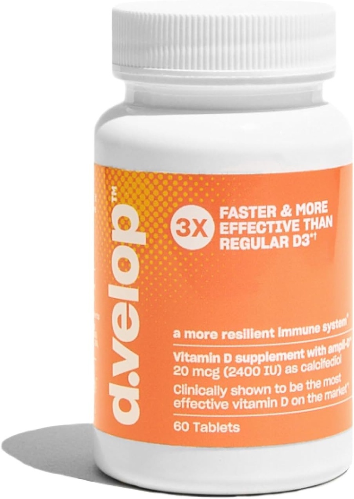 d.Velop vitamina D Integra 2400 IU, 20 mcg – Alta potenza vitamina D3 per il supporto immunitario, Bone & Heart Health – 3X più veloce e più efficace - clinicamente testato - Vitamina D Pillole, 60 conte