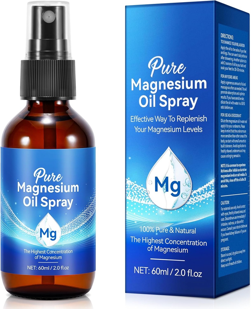 Spruzzo generico dell'olio di magnesio, spray dell'olio di magnesio puro per i piedi, pelle nutriente e promuove il sonno, olio di magnesio Topical 2 Fl.Oz