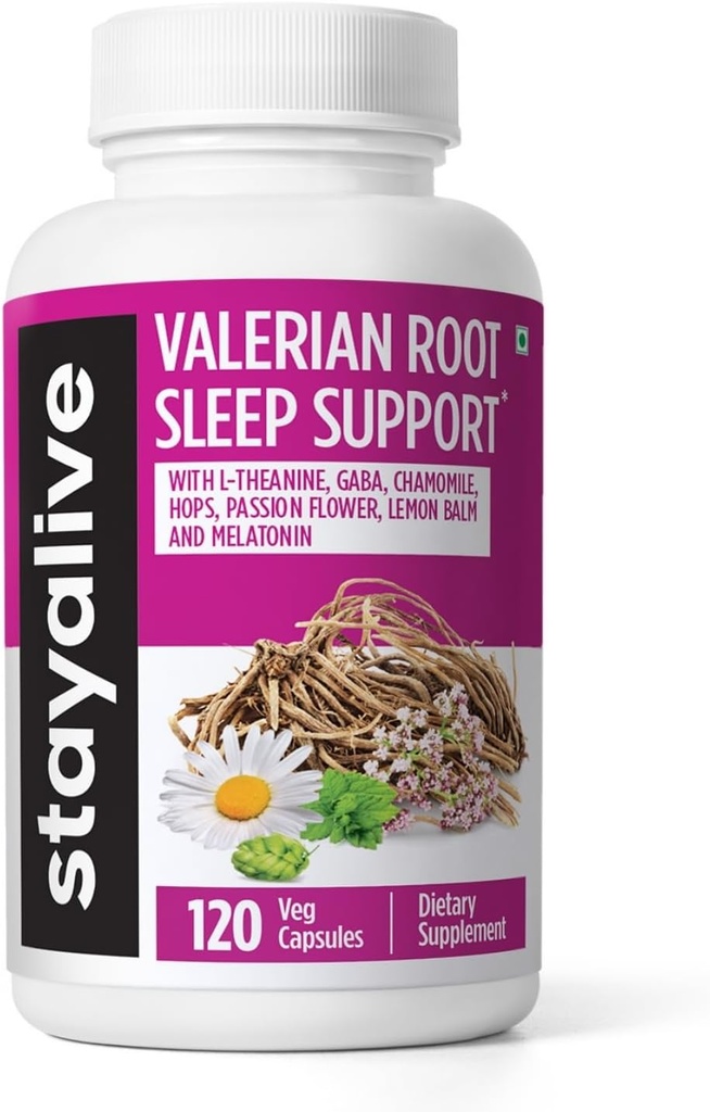 Estratto di radice di valeriana, 8-in-1 estratto w / melatonina, fiore della passione, L-teanina, balsamo di limone, fiore di luppolo, camomilla & GABA, 120 pillole Valerian, non OGM & Gluten-Free sonno naturale