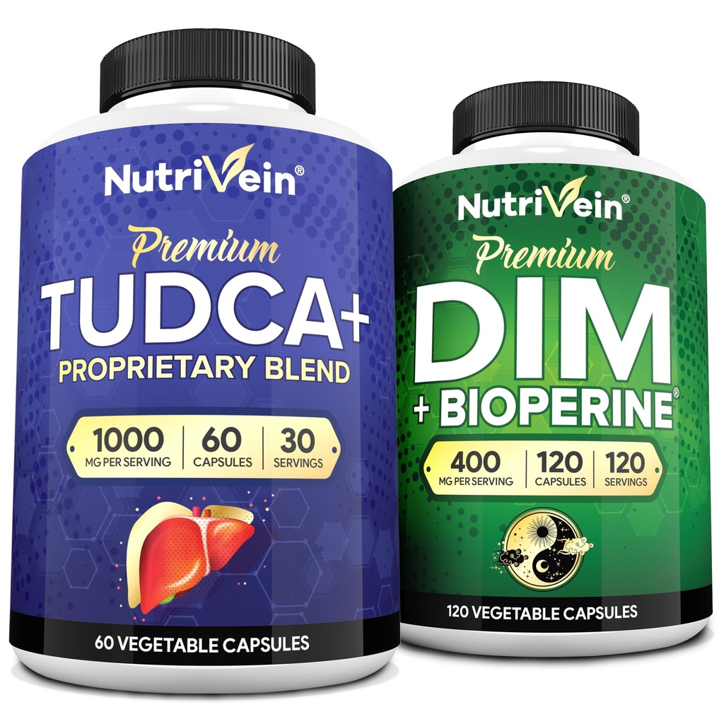 Nutrivein Premium TUDCA e Supplemento DIM Bundle: Supplemento TUDCA ad alto assorbimento e DIM per Detox, Equilibrio e Benessere