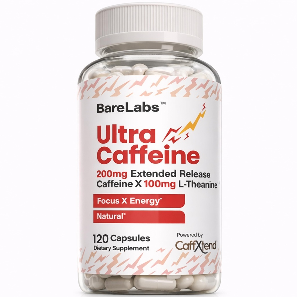 Extended Release Caffeine Pills + Caffeina L-teanina + Focus & Energy Supplement + No Jitters, No Crash + Natural - 120 Capsule