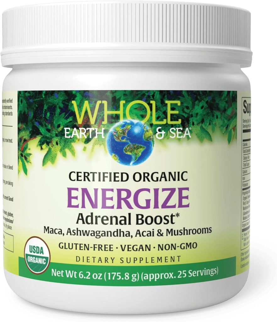 Tutta la terra e il mare da fattori naturali, energizzare il Boost surrenale con radice di Maca, Ashwagandha & Più 6,2 oz polvere