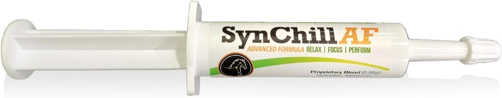SynChill AF Gel calmante per cavalli nervosi - Single Serving - Formula avanzata con L-teanina, Potenziamento aumentato, Supplemento naturale al 100%, Supporto di Disposizione e Confidenza per Cavalli