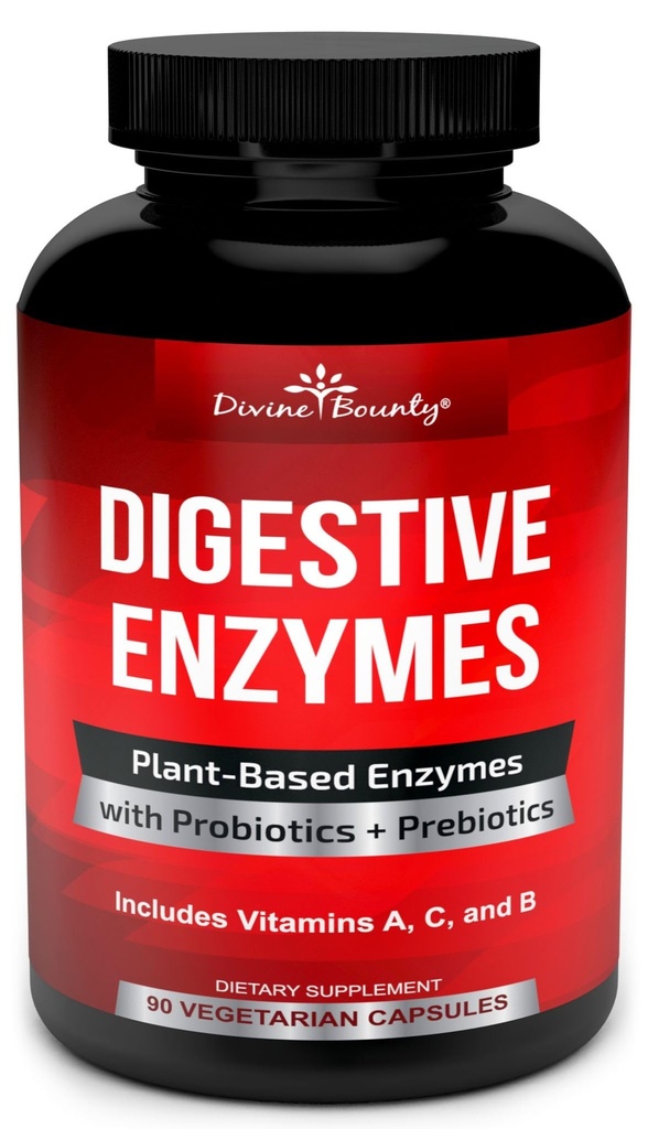 Enzimi Digestivi Divini Bounty con Probiotici e Prebiotici con Lipasi, Amylase, Bromelain - Supporta un Tratto Digestivo Sano per Uomini e Donne – 90 capsule Vegetariane